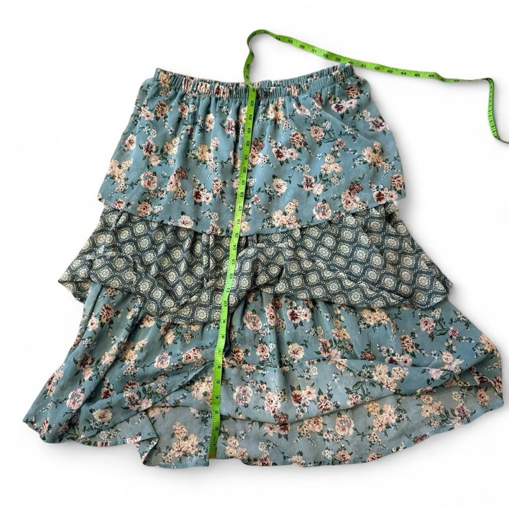 Elegant Floral Maxi Skirt - Teal - Picture 7 of 8